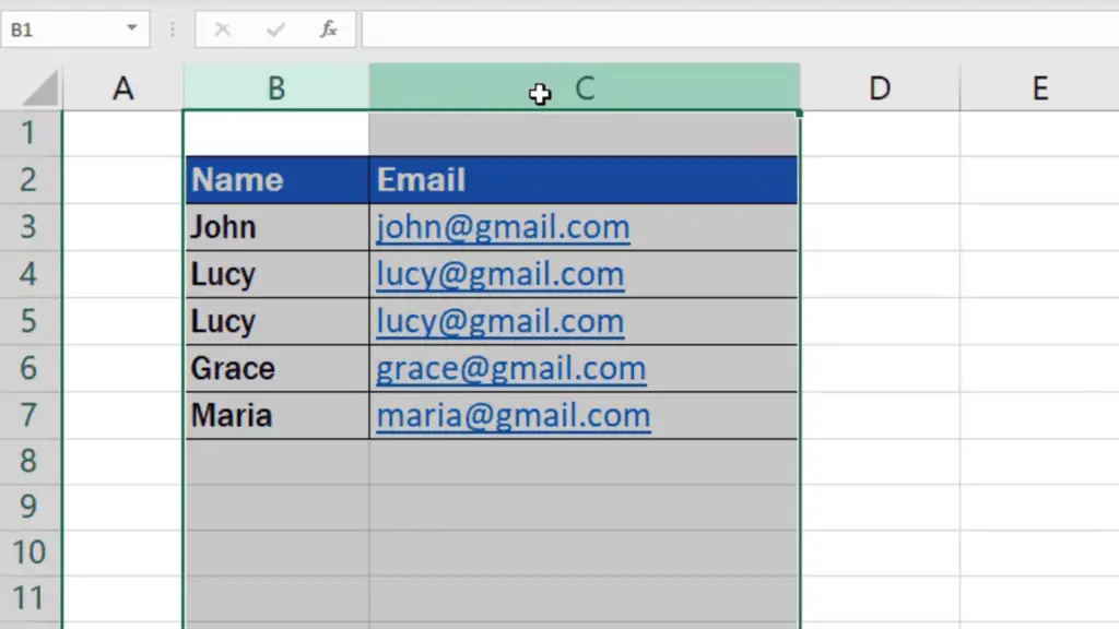 How to find duplicates in Excel - define the area with duplicates