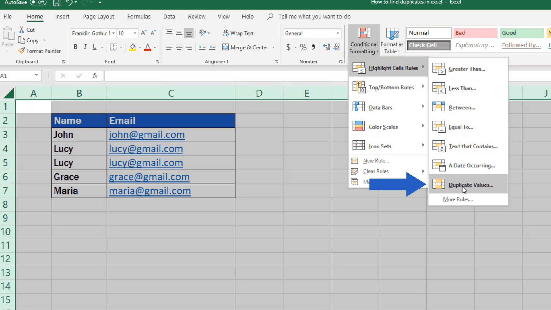 How to Find Duplicates in Excel
