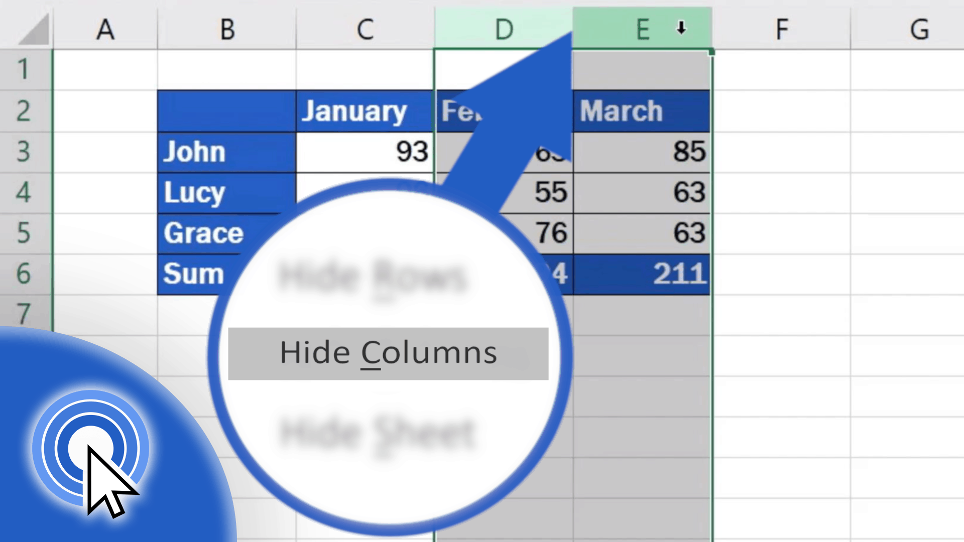 How to hide columns in excel