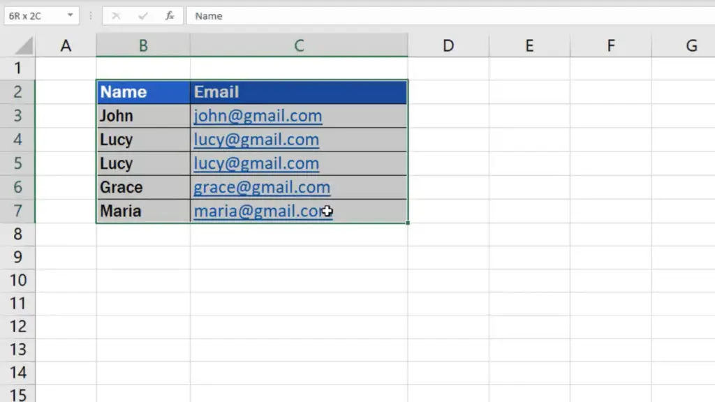 How to remove duplicates in Excel - area where you want find duplicates