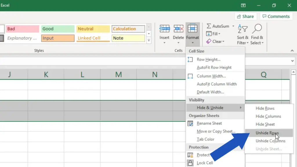 How to unhide rows in excel - more ways how to unhide rows