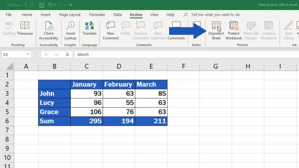 how to lock cells in Excel - unprotect sheet