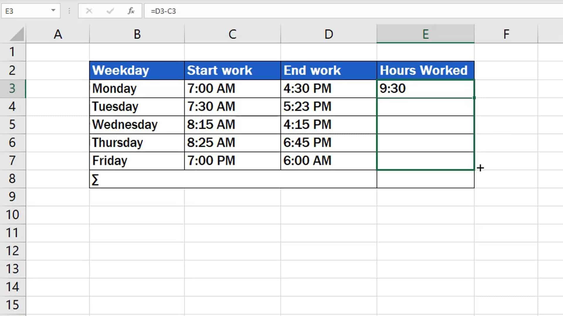 Час excel. How to calculate PC working hours app