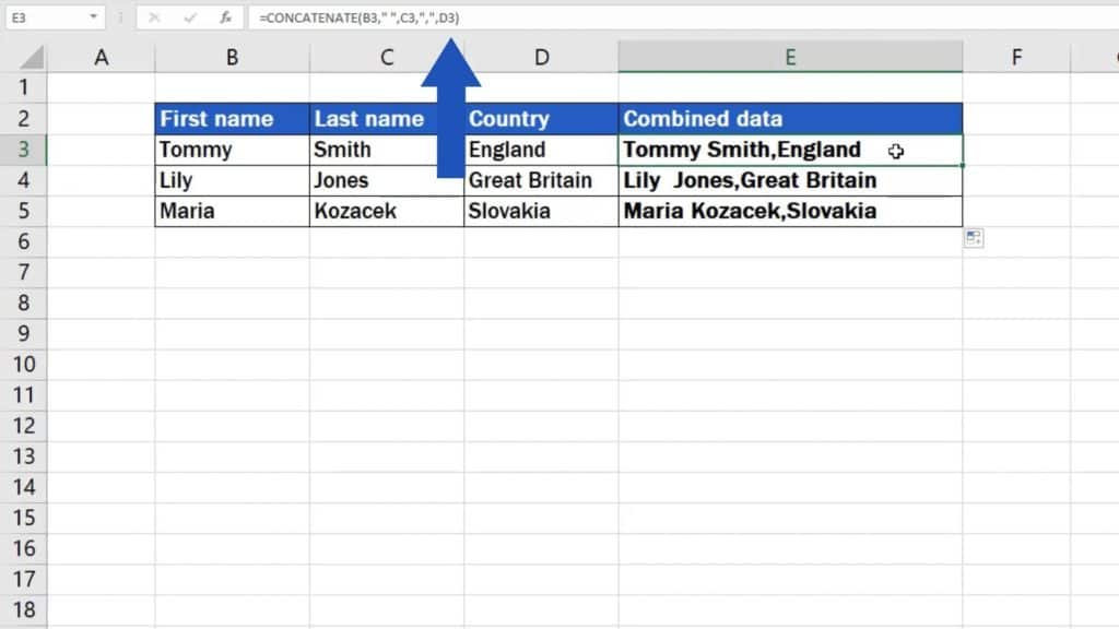 How to Combine Cells in Excel - references and quotation marks