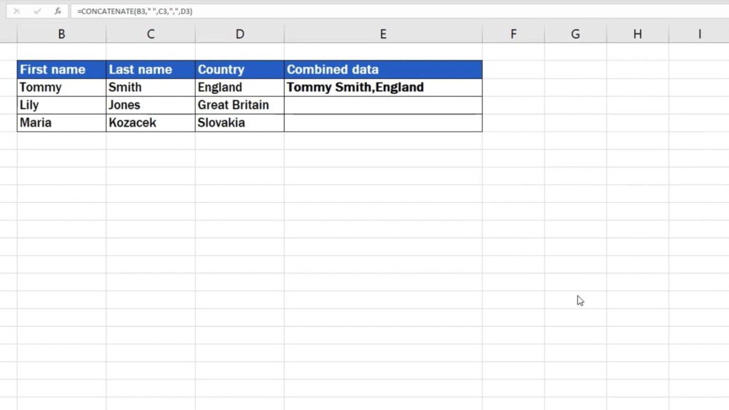 How to Combine Cells in Excel -result of concatenated text