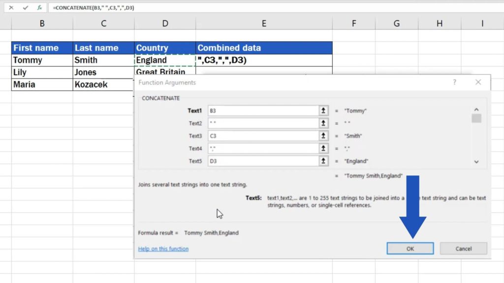 How to Combine Cells in Excel - strings to be joined