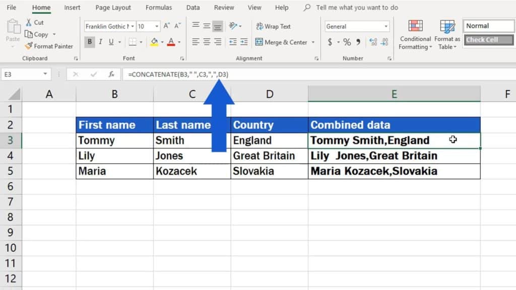 How to Copy And Paste Values Without Formula in Excel - concatenate data into one cell