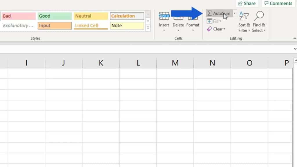 How to Sum a Column in Excel - autosum