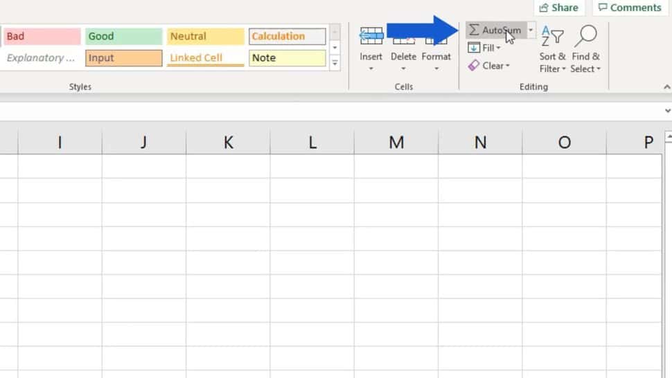 How to Sum a Column in Excel
