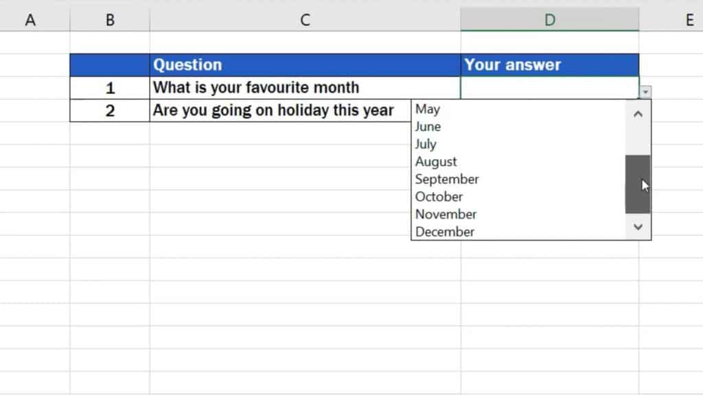 How to create drop down list in Excel - long drop down list