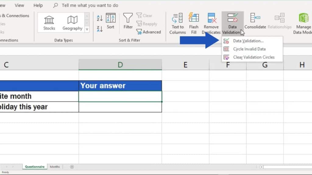 How to create drop down list in Excel - originate drop down list