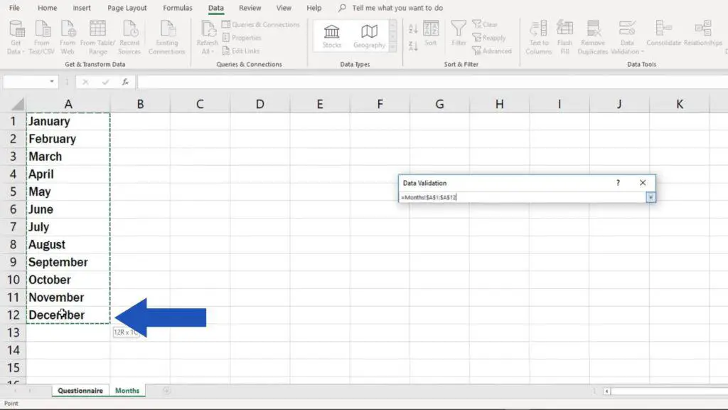 How to create drop down list in Excel - select what to include