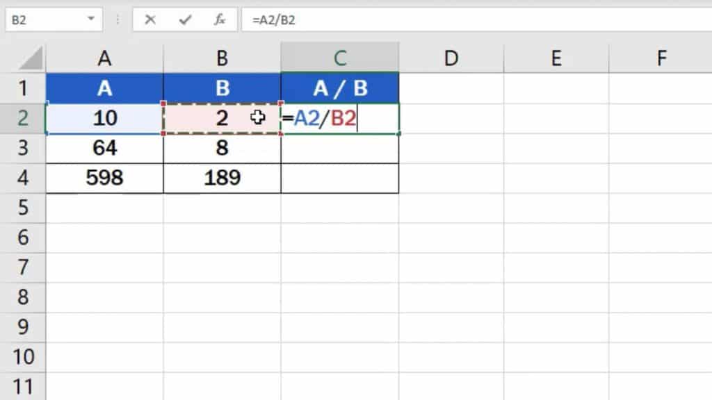 How to divide numbers in Excel (Basic way) - divide two numbers