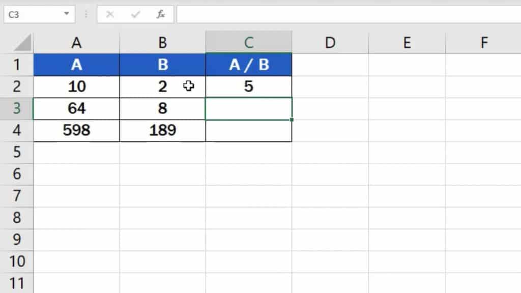 How to divide numbers in Excel (Basic way) - result