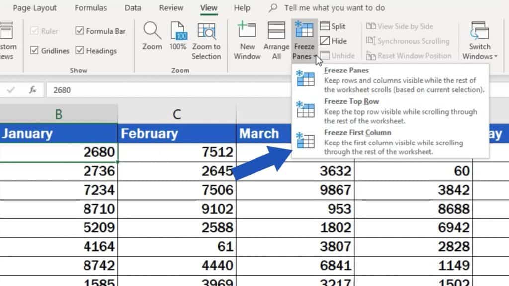 How to freeze rows in Excel - freeze top rows