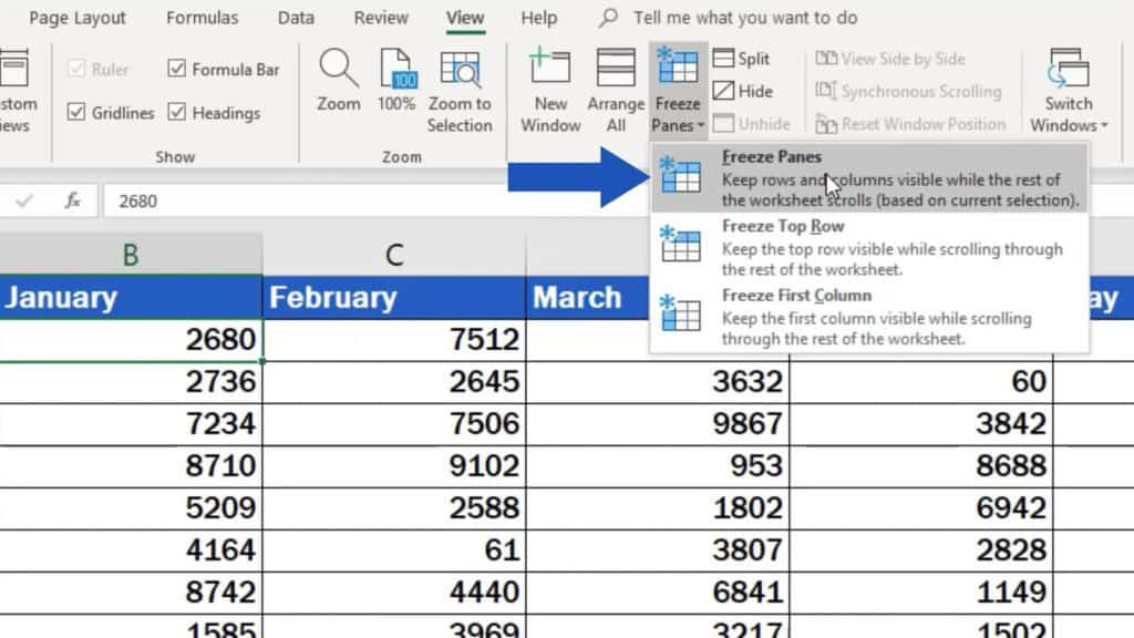How to freeze rows in Excel - freeze panes