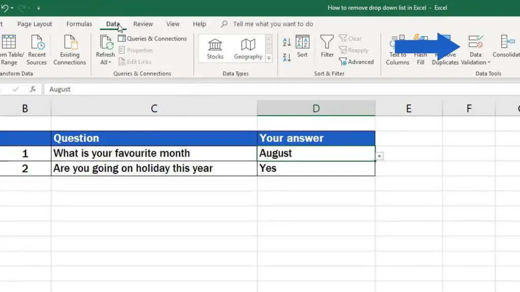 How to Remove Drop-Down List in Excel - data validation