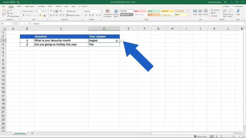 How to Delete Sheet in Excel - non functional drop-down list