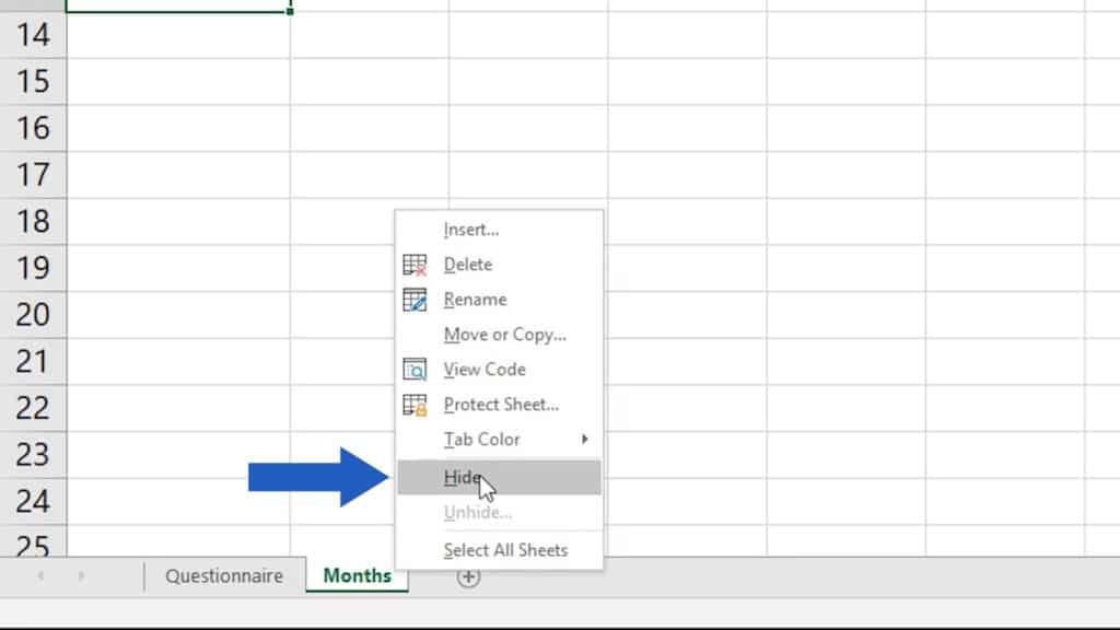 How to Hide Sheets in Excel - hide option