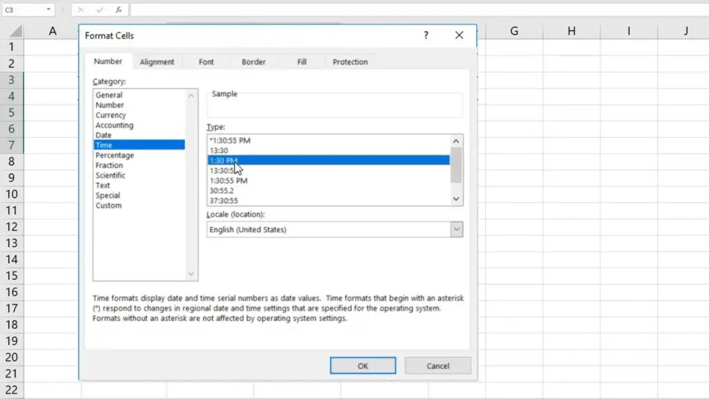 How to Insert and Format Time in Excel - short AM - PM format