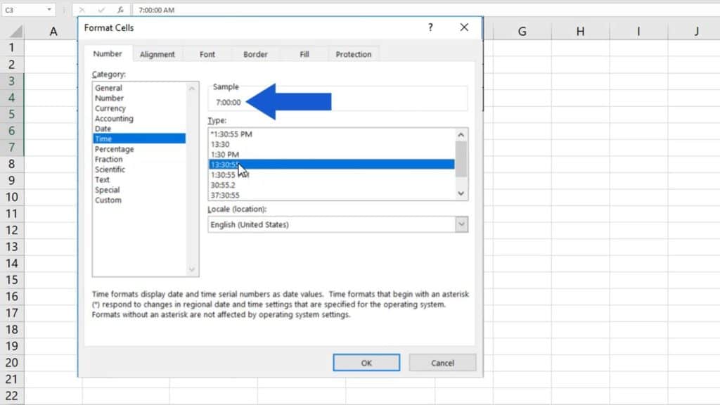 How to Insert and Format Time in Excel - time format with seconds