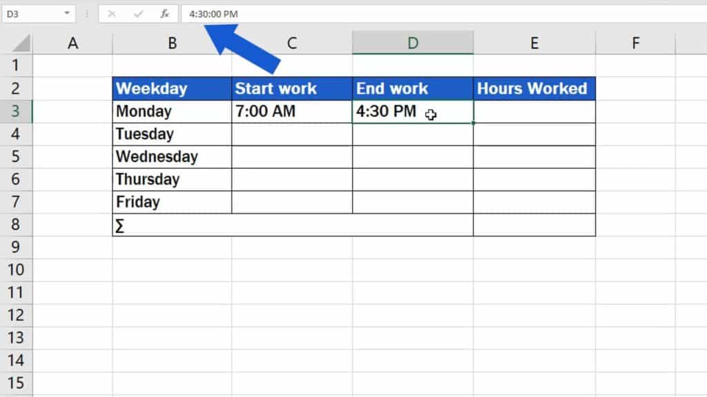 How to Insert and Format Time in Excel - time formating