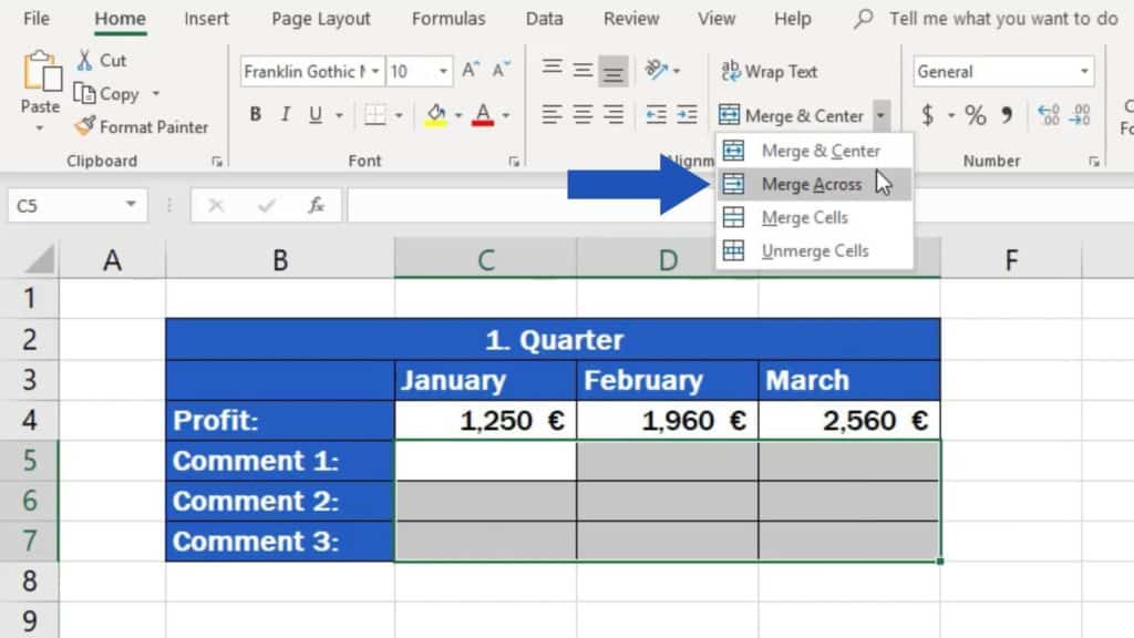 How to Merge Cells in Excel - merge cells horizontally