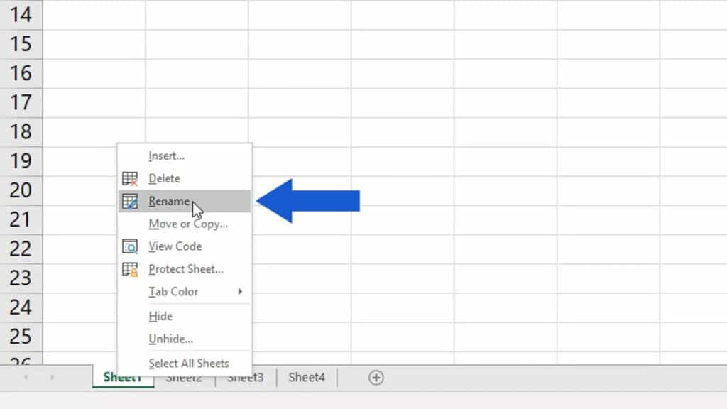 How to Rename Sheet in Excel - option rename
