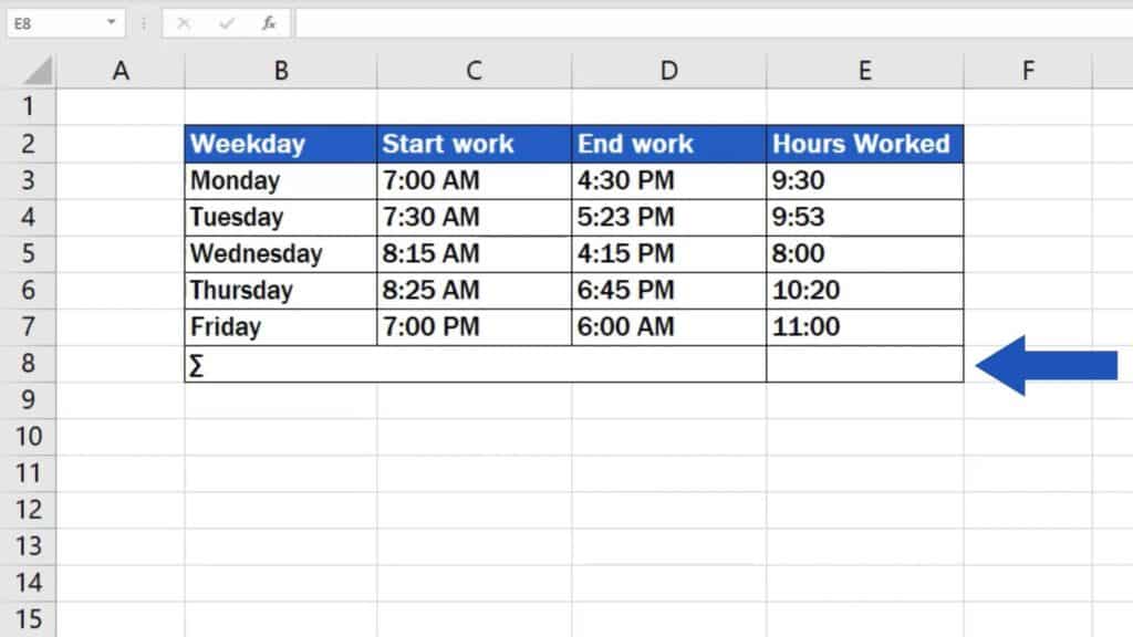 How to Sum Time in Excel - hours worked