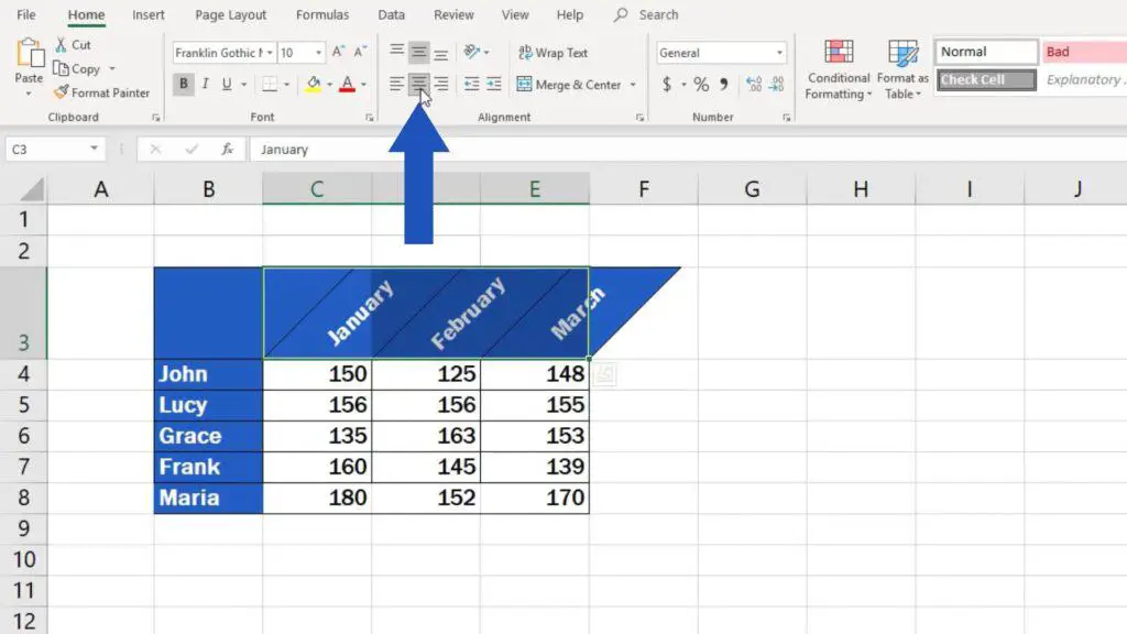 How to Change Text Direction in Excel - set the text alignment