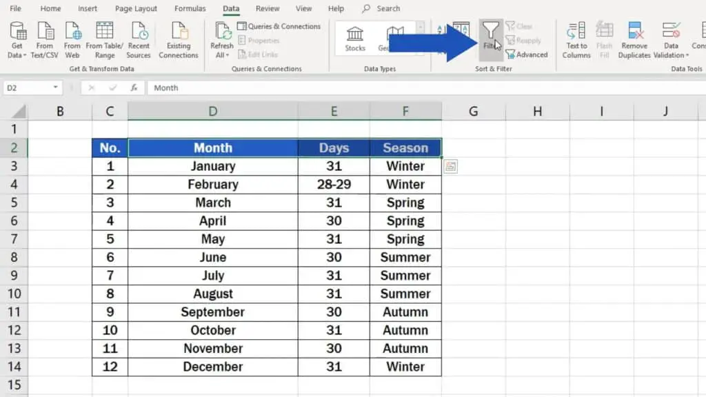 How to Create Filter in Excel - filter option