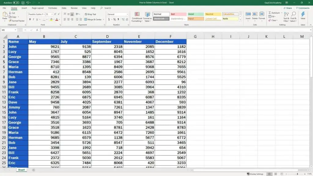 How to Delete Columns in Excel - lost columnsHow to Delete Columns in Excel - lost columns