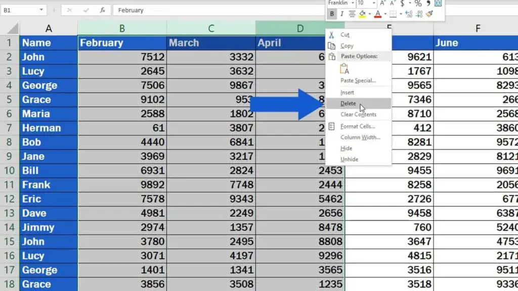 How to Delete Columns in Excel - remove multiple columns