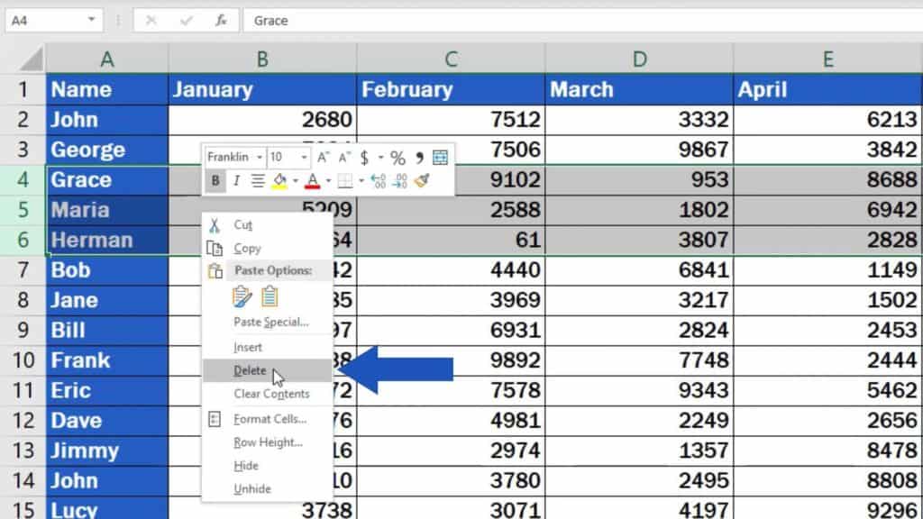 How to Delete Rows in Excel - delete more rows at once