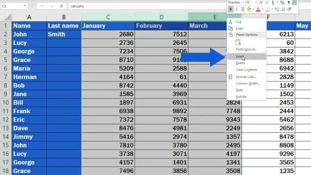 How to Insert Column in Excel - inserted multiple columns