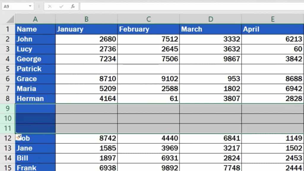 How to Insert Row in Excel - added empty rows