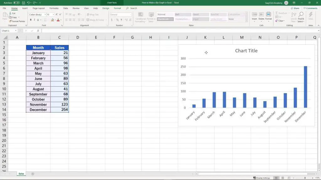 How to Make a Bar Graph in Excel - change position of the graph