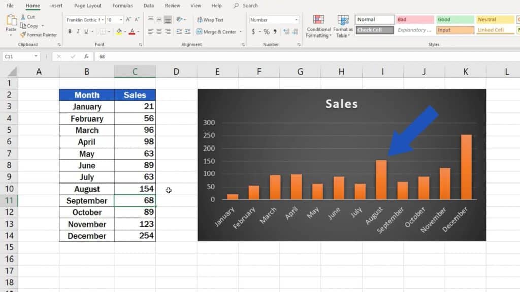 How to Make a Bar Graph in Excel - dynamic data in graph