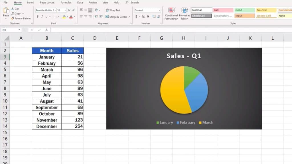 How to Make a Line Graph in Excel - pie chart