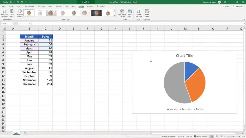 How to Make a Pie Chart in Excel - change position of chart