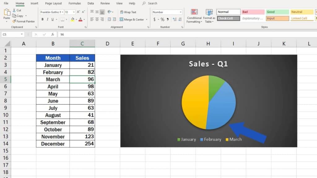 How to Make a Pie Chart in Excel - dynamic graph