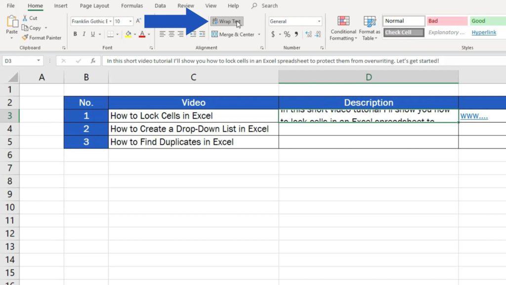 How to Wrap Text in Excel - option wrap text