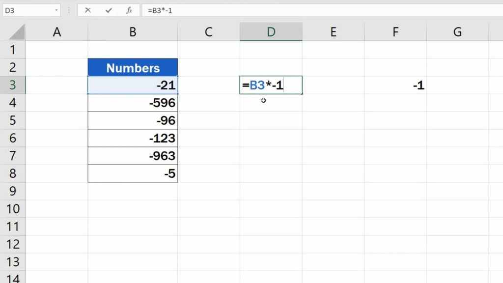 How to Change Negative Numbers to Positive in Excel - formula to change negative numbers to positive