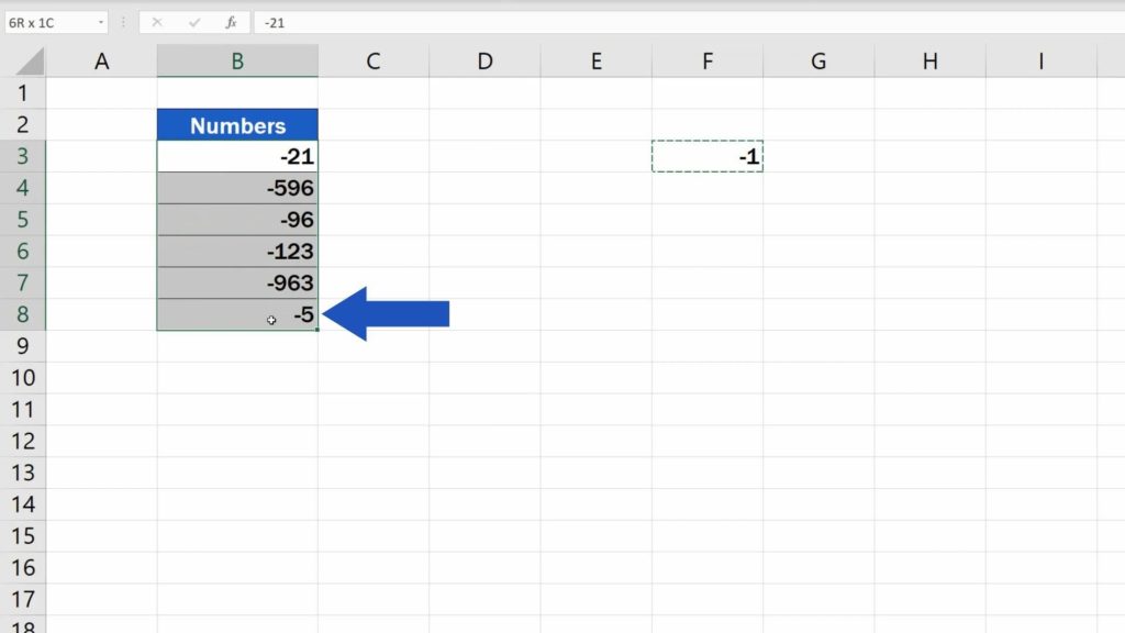 How to Change Negative Numbers to Positive in Excel - highlight area where you want change numbers