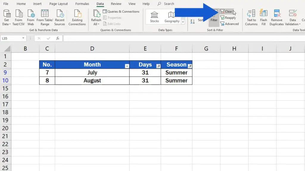 How to Clear or Remove Filter in Excel - clear filter in Excel