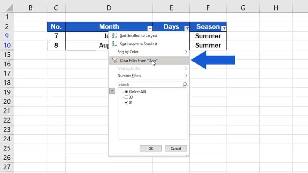 How to Clear or Remove Filter in Excel - clear filter one by one
