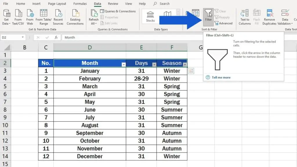 How to Clear or Remove Filter in Excel - filter option