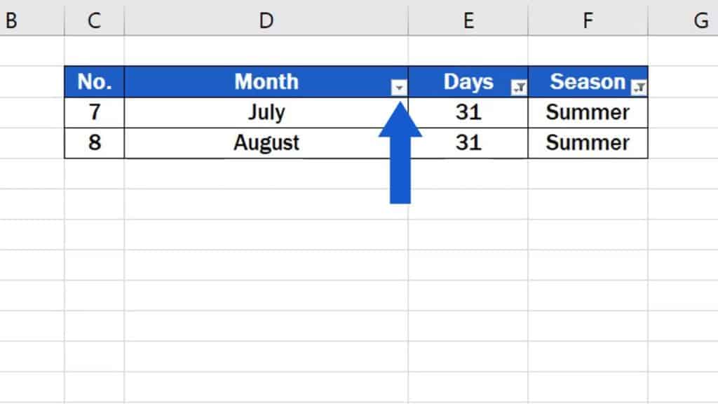 How to Clear or Remove Filter in Excel - recognize filter in Excel
