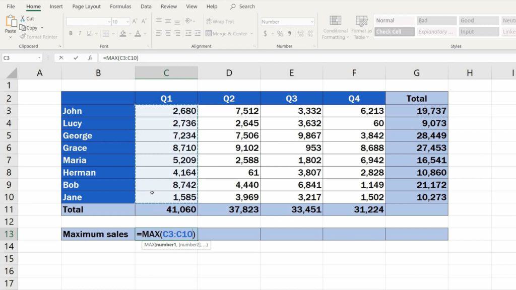 How to Find the Largest Number in Excel - define area with the largest number