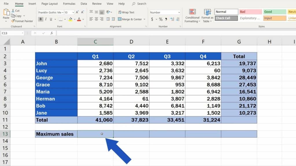 How to Find the Largest Number in Excel - find biggest number